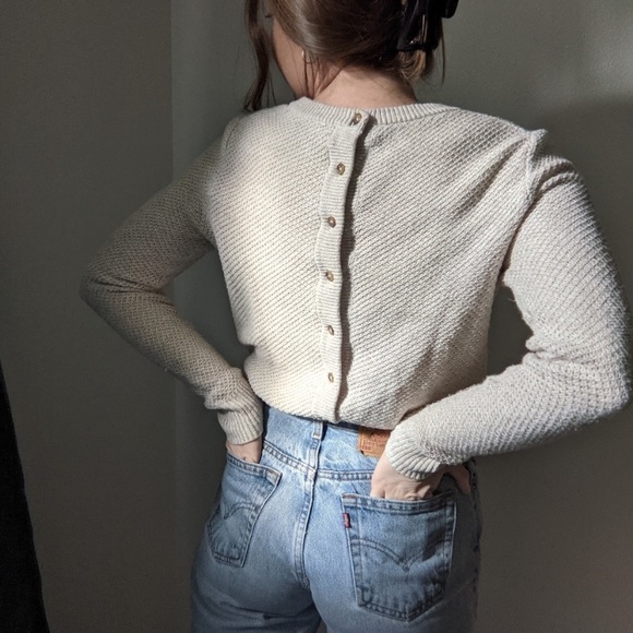 Madewell Cream Oatmeal Backroad Button-Back Knit Sweater - Picture 11 of 12